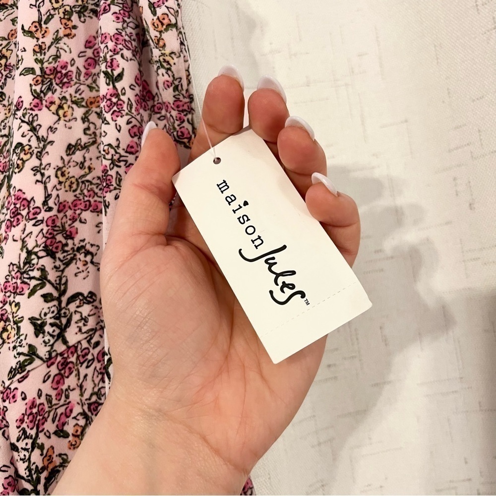 NWT Maison Jules Pink Floral Fit and Flare Dress - Picture 7 of 14